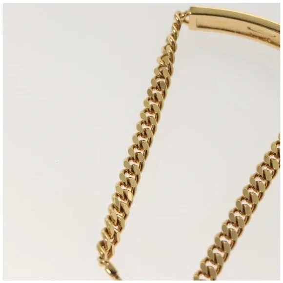 Dior Gold Curb Chain Bracelet W Logo Plaque White Accent - Picture 6 of 15